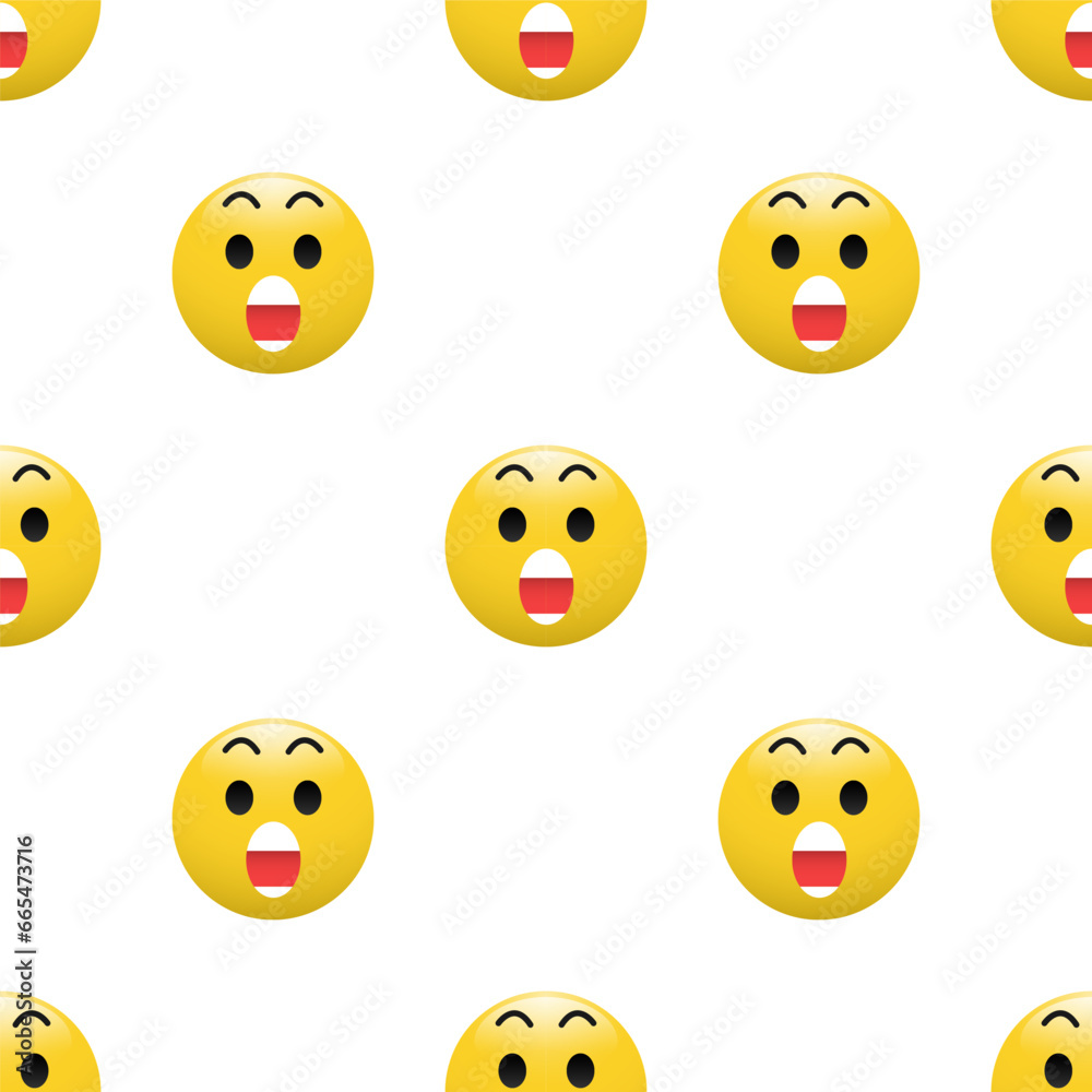 Yellow Head emoticon icon with Facial expressions, Seamless pattern on white background. Yellow Head emoticon icon with Facial expressions, Seamless pattern on white background.