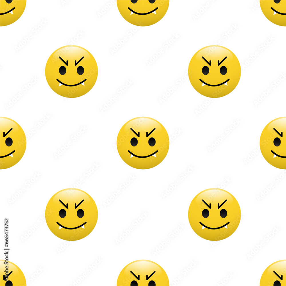 Yellow Head emoticon icon with Facial expressions, Seamless pattern on white background. Yellow Head emoticon icon with Facial expressions, Seamless pattern on white background.