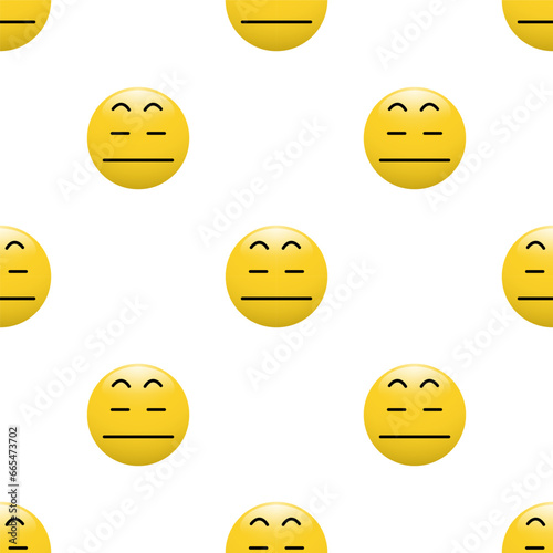 Yellow Head emoticon icon with Facial expressions, Seamless pattern on white background.