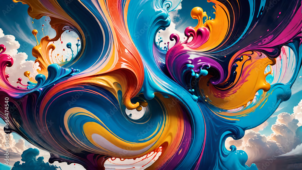 Rainbow bursts of paint. Magic. AI