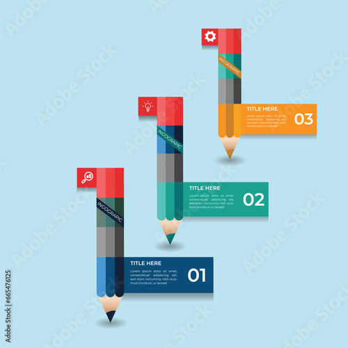 Education pencil Infographics template with 3 ways
