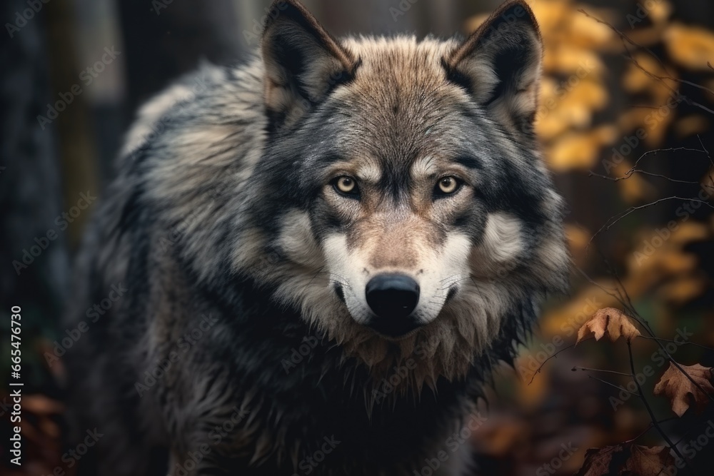 Close-Up of Wolf in Forest