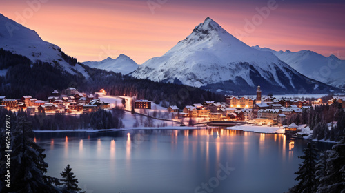 Fairy tale view of Saint Moritz on a snowy winter