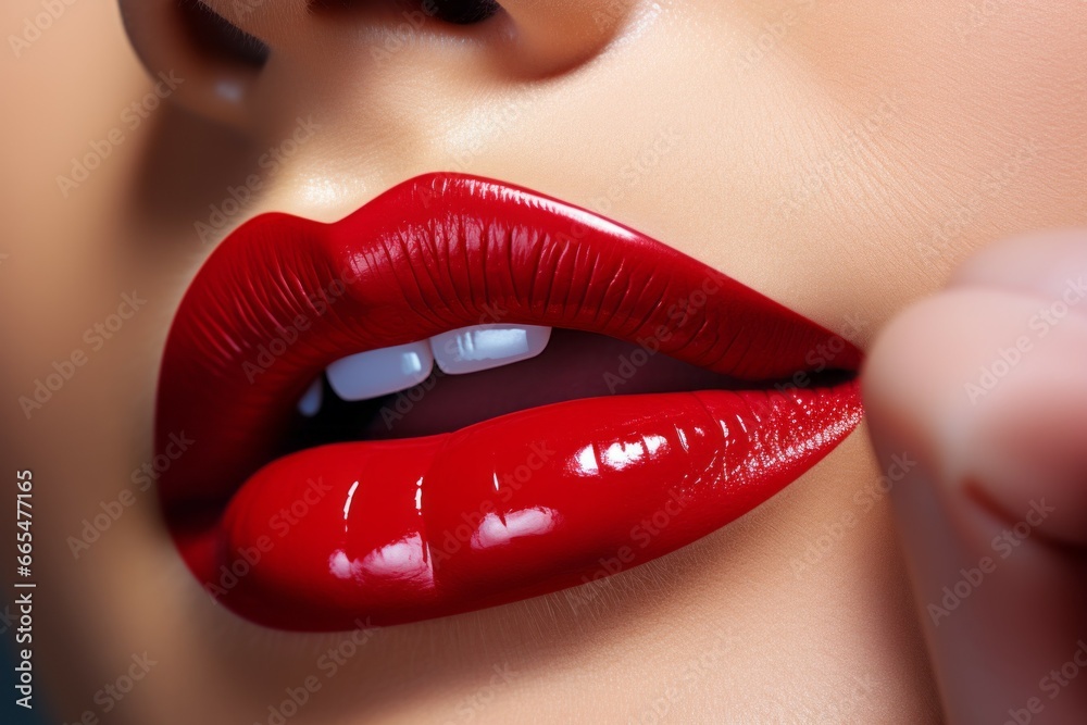 Permanent lip makeup. Background with selective focus and copy space Permanent lip makeup. Background with selective focus and copy space