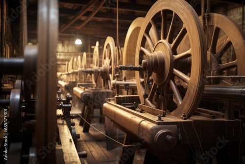 Spinning Machine with Wheels in Factory