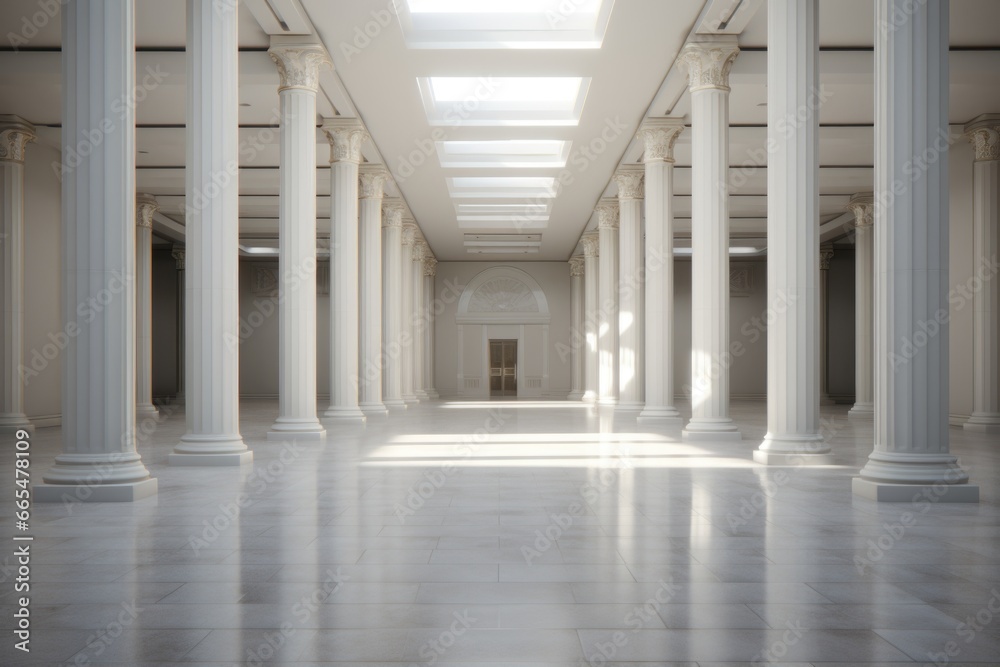 Empty Room with Columns and Skylight