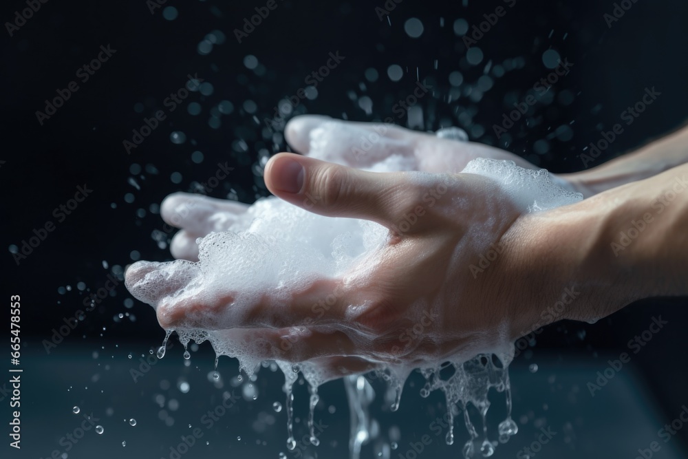 Person Washing Hands with Soap Person Washing Hands with Soap