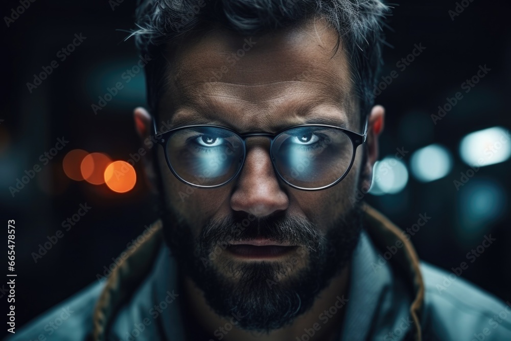 Close Up of Man Wearing Glasses