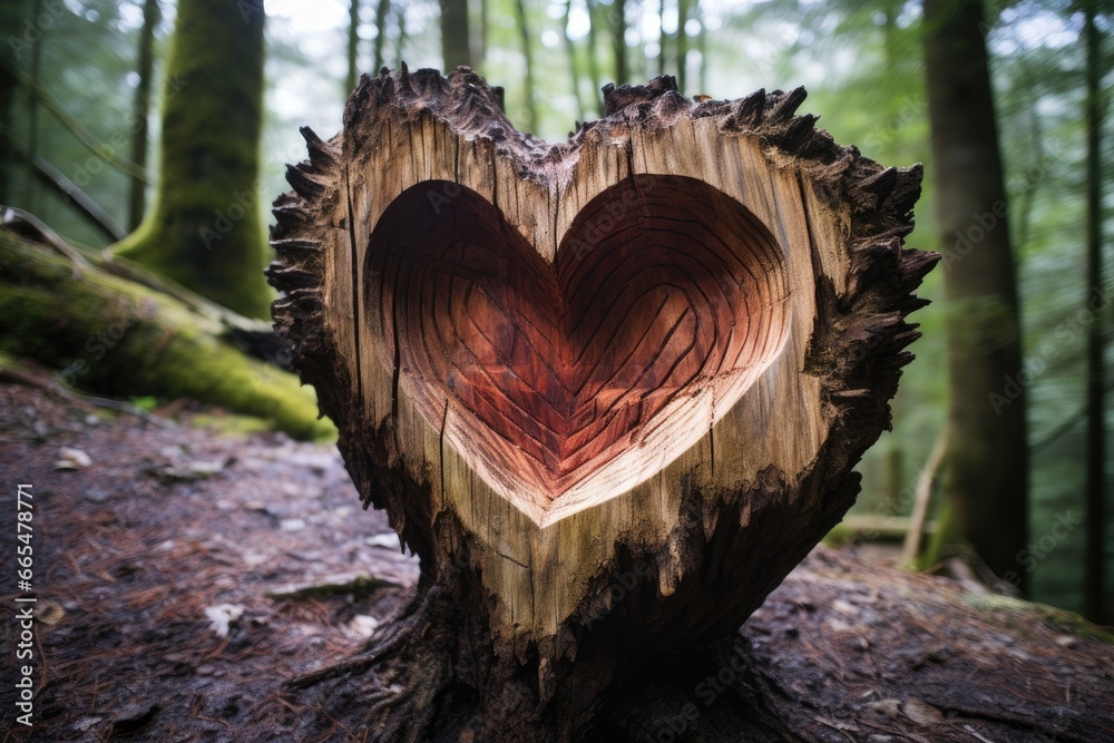 Heart carved on a tree trunk A Carved Love Heart