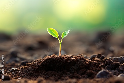 Green plant seedling illustrating concept of new life and environmental conservation, Green seedling illustrating concept of new life in early stage of life, developing plant, AI Generated