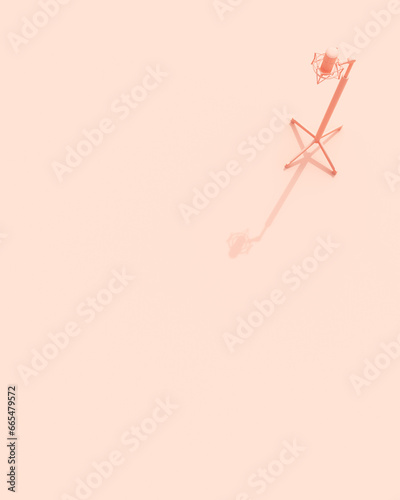 Rose pink microphone stand musical instruments equipment flat lay diagonal vibrant production background wallpaper 3d illustration render digital rendering