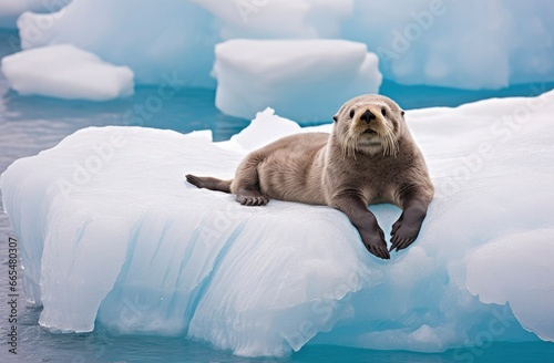 Sea Otter on Ice.