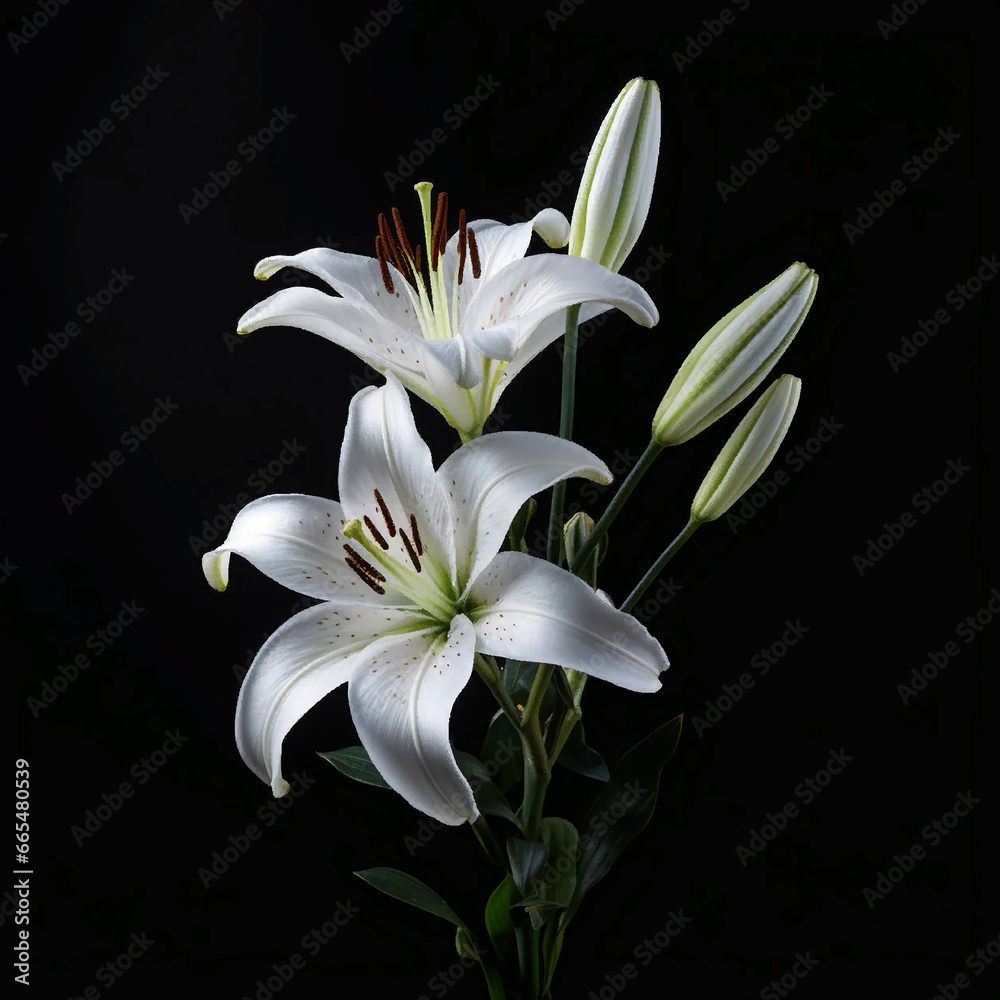 lily on a black background, AI Generated lily on a black background, AI Generated