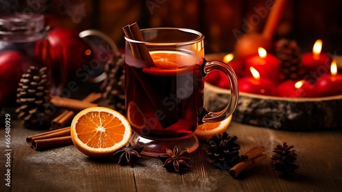 christmas still life with mulled wine