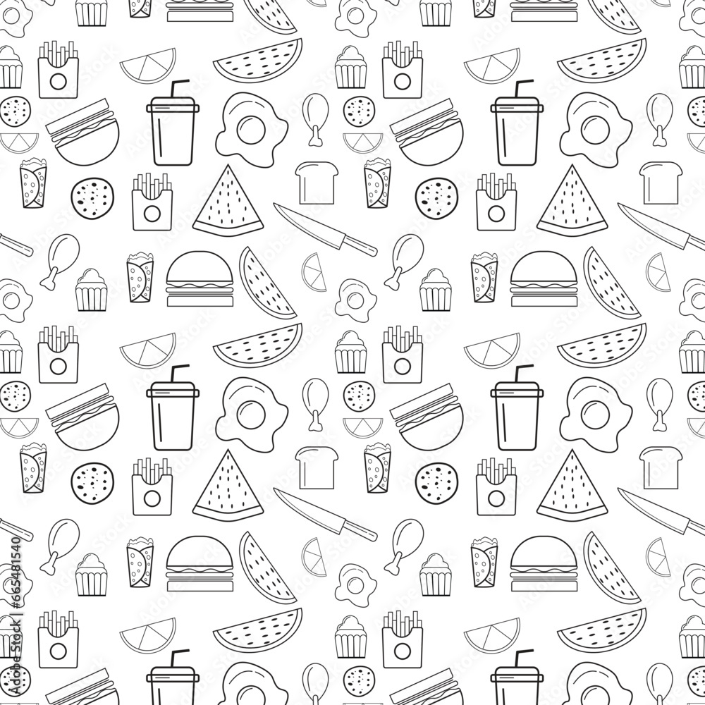 food pattern vector design. and white background design, food pattern vector design. and white background design,