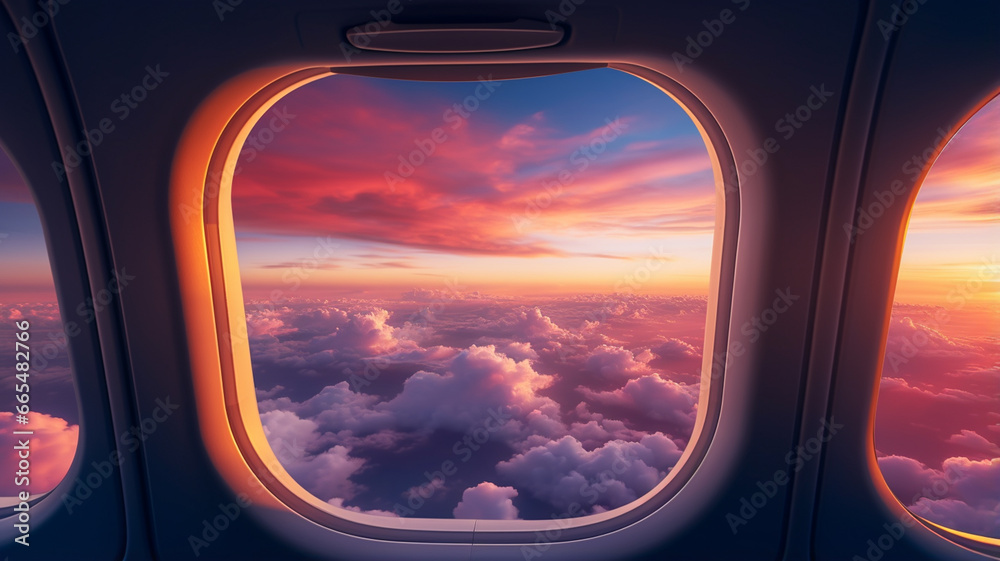 sunset view from an airplane window