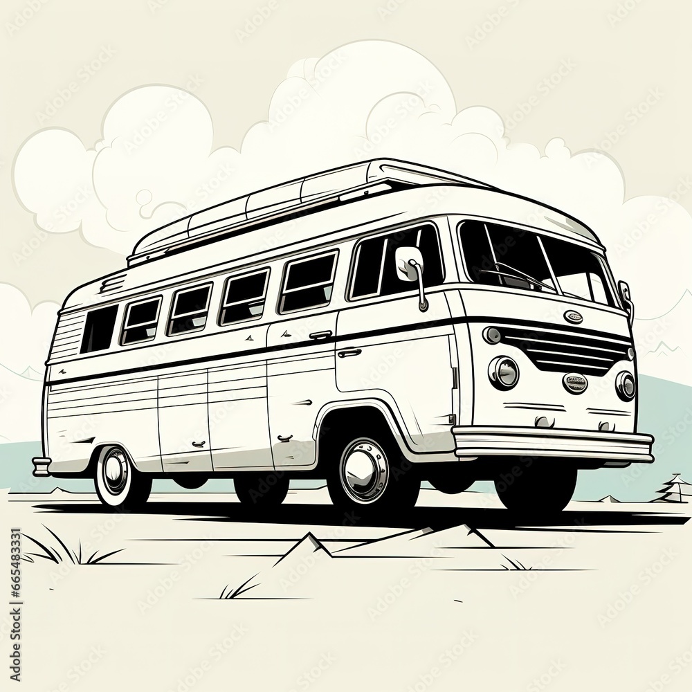 illustration of city bus on the road