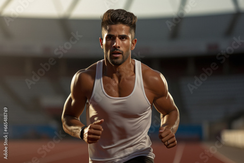 Indian male athlete running on the field