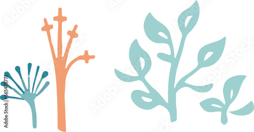 Vector silhouette of cute sea life elements. Dive into a whimsical ocean scene filled with charming creatures.