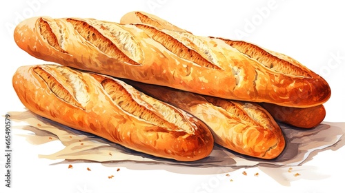 illustration of loafs of baguette on table cloth photo
