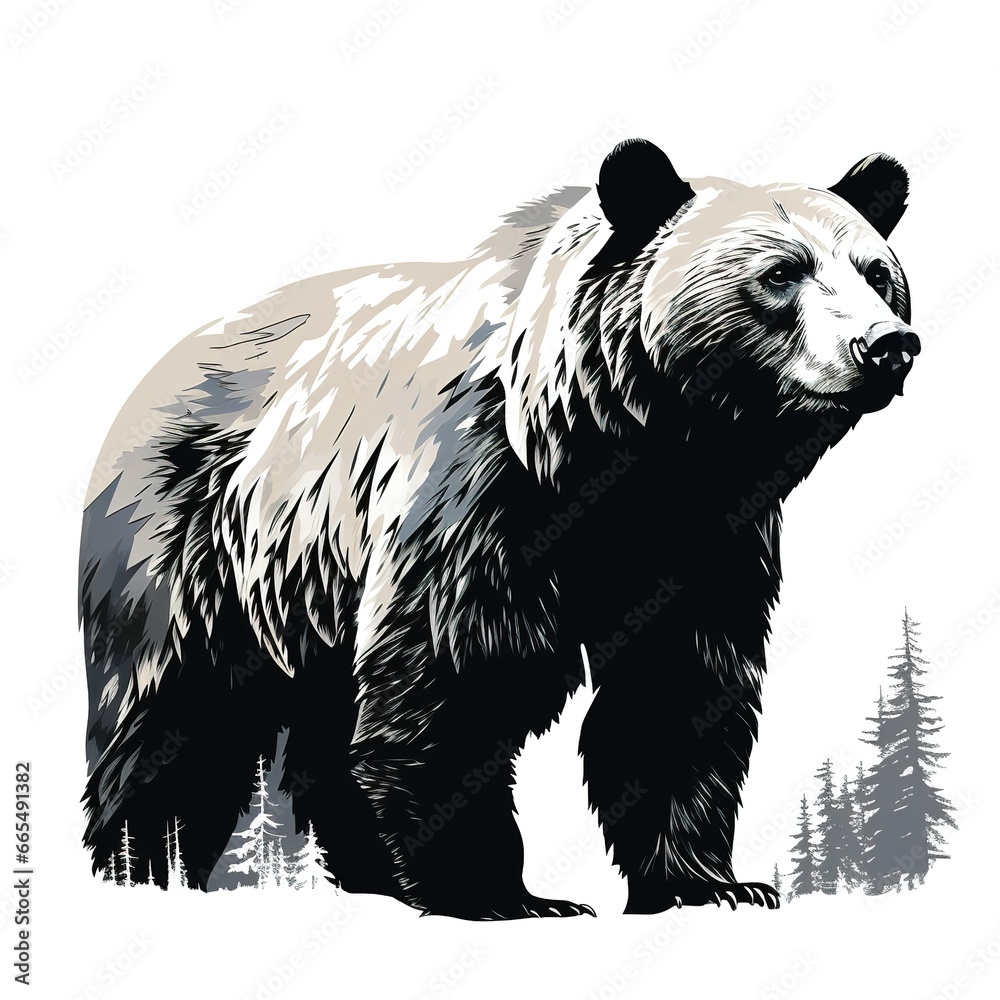 brown bear illustration in the forest Stock Illustration | Adobe Stock