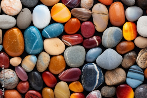 Various vibrant stones and pebbles with different colors. Generative AI photo