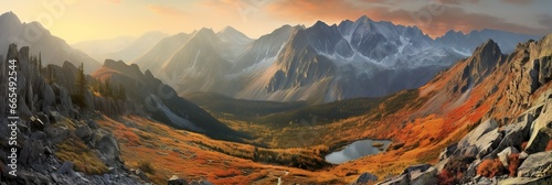 Panorama mountain autumn landscape. © MdBepul