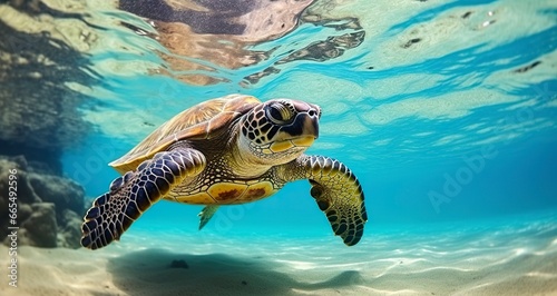 Photo of Sea turtle in the Galapagos island. © MdBepul