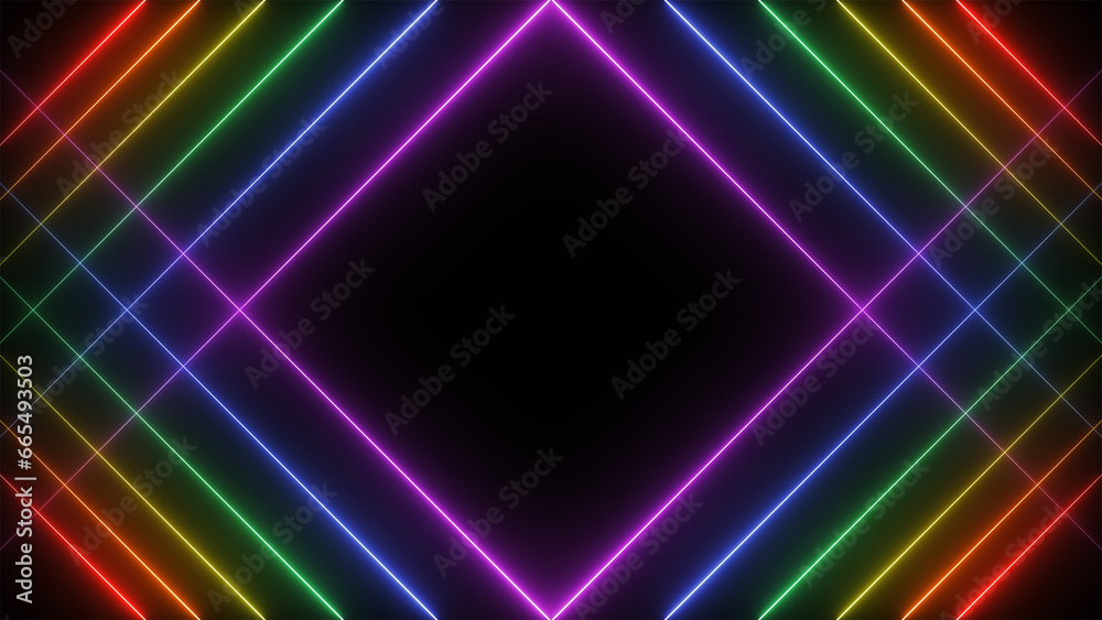 Fototapeta premium 3d render, Abstract colorful neon background with glowing lines