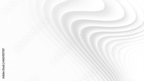 Bright white grey curve wave flowing. Abstract minimal design 3d background.