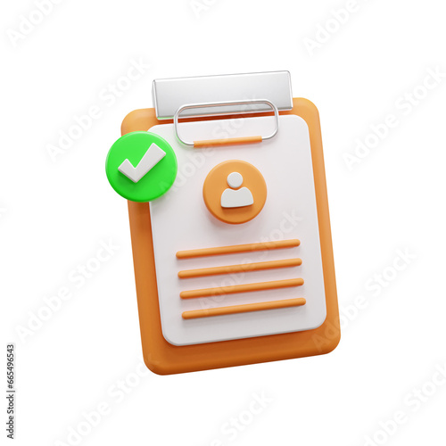 CV Approved 3d icon illustration or Resume Approved 3D illustration icon or CV design 3d icon illustration or employee selected icon illustration