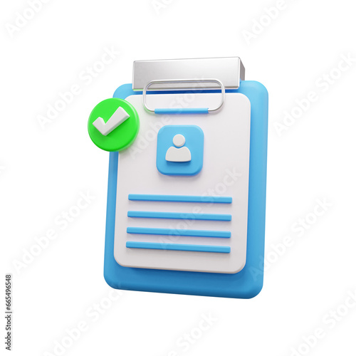CV Approved 3d icon illustration or Resume Approved 3D illustration icon or CV design 3d icon illustration or employee selected icon illustration