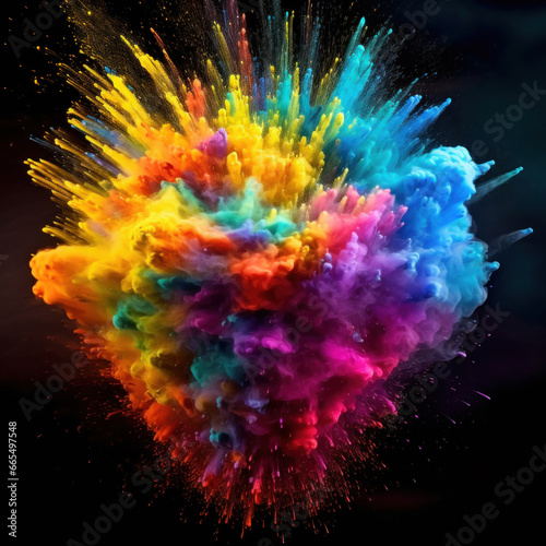 Multicolored explosion of holi paint powder on black background © red_orange_stock