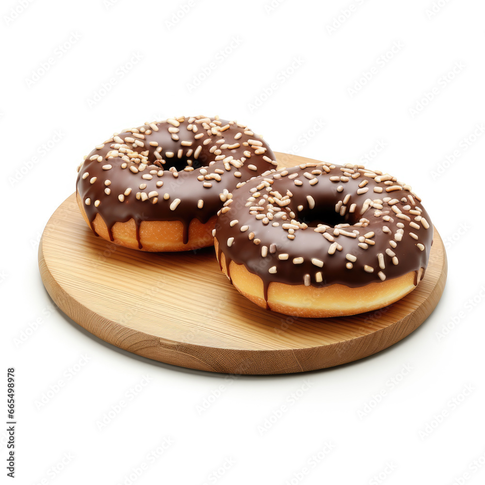 donuts on a wooden plate