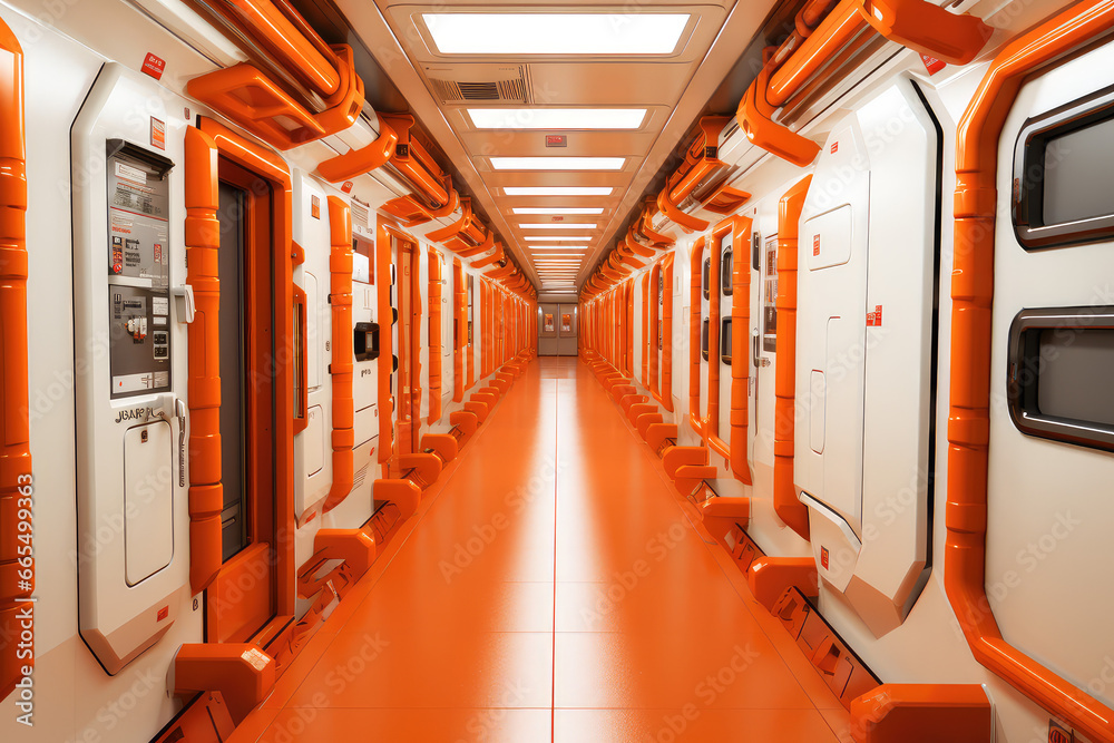 Fototapeta premium Inside the Advanced Medical Center of an Alien Spacecraft Station - Generative AI