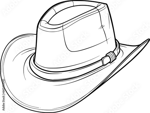 outline illustration of cowboy hat for coloring page