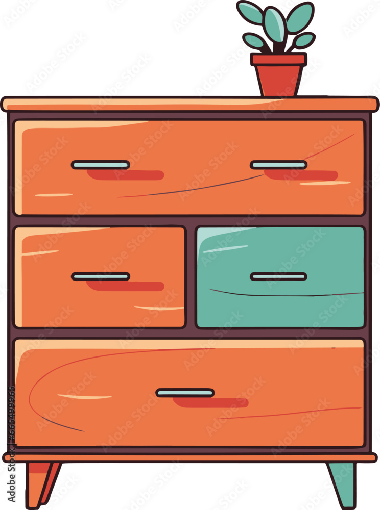 Minimalistic vector image of a comic-style dresser, exuding simplicity with flat colors and clean lines. Minimalistic vector image of a comic-style dresser, exuding simplicity with flat colors and clean lines.