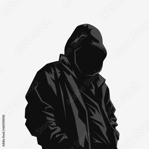 Hooded man logo. Vector mascot design