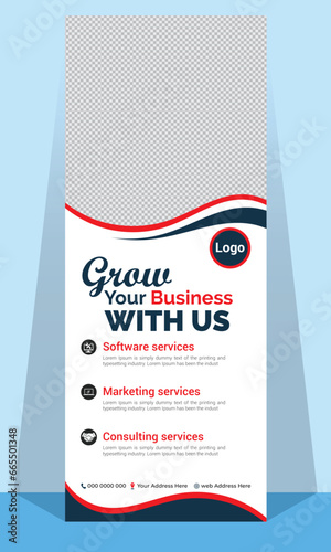 Creative business roll up banner design vector with high regulation useable for print media  