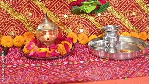 Candle light. Aroma candle and oil candle. Indian culture. Hindu religion. Pooja time. Hindu Prayer. Hindu holiday season.  photo
