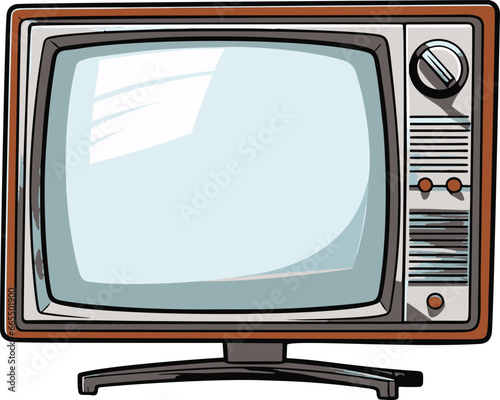 Minimalistic vector image of a comic-style flat-screen TV, featuring simple flat colors.