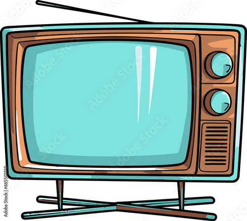 A colorful and simple vector illustration of a flatscreen TV, exhibiting a minimalistic and comic-style design with flat colors.