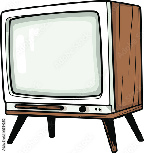 Flatscreen TV in a comic-style, featuring simple, flat colors. A minimalistic vector representation.