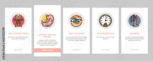 disease symptom health onboarding mobile vector symptom hospital, man vaccine, safety caution, headache fatigue, ill, doctor disease symptom health illustrations