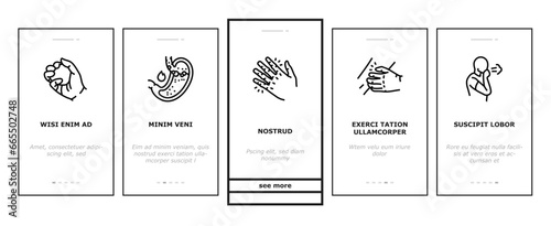 disease symptom health onboarding mobile vector symptom hospital, man vaccine, safety caution, headache fatigue, ill, doctor disease symptom health illustrations