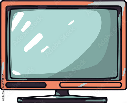 A minimalist, flat-color, comic-style vector illustration showcasing a simple flatscreen TV.