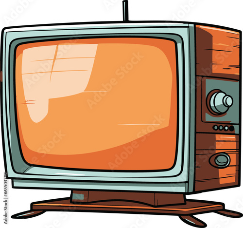 Minimalistic vector illustration of a simple, comic-style flatscreen TV in flat colors.