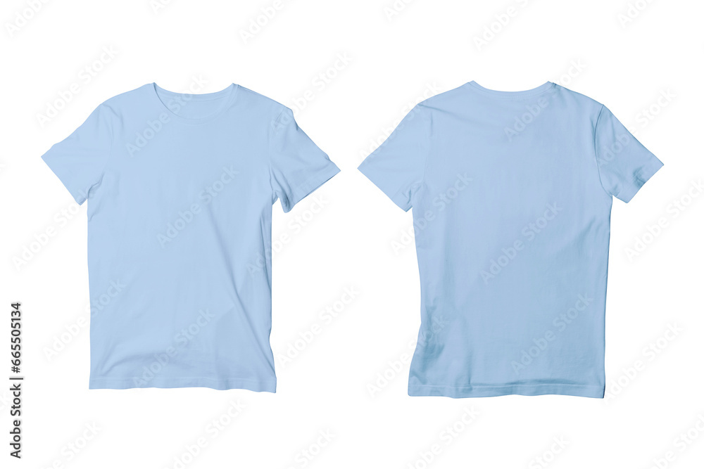 Blank Baby Blue Isolated Unisex Crew Neck Short Sleeve T-Shirt Front and Back View Mockup Template Blank Baby Blue Isolated Unisex Crew Neck Short Sleeve T-Shirt Front and Back View Mockup Template