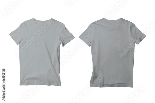 Blank Athletic Grey Isolated Unisex Crew Neck Short Sleeve T-Shirt Front and Back View Mockup Template