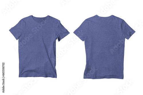 Heather Indigo Unisex Crew Neck Short Sleeve T-Shirt Front and Back View Mockup Template